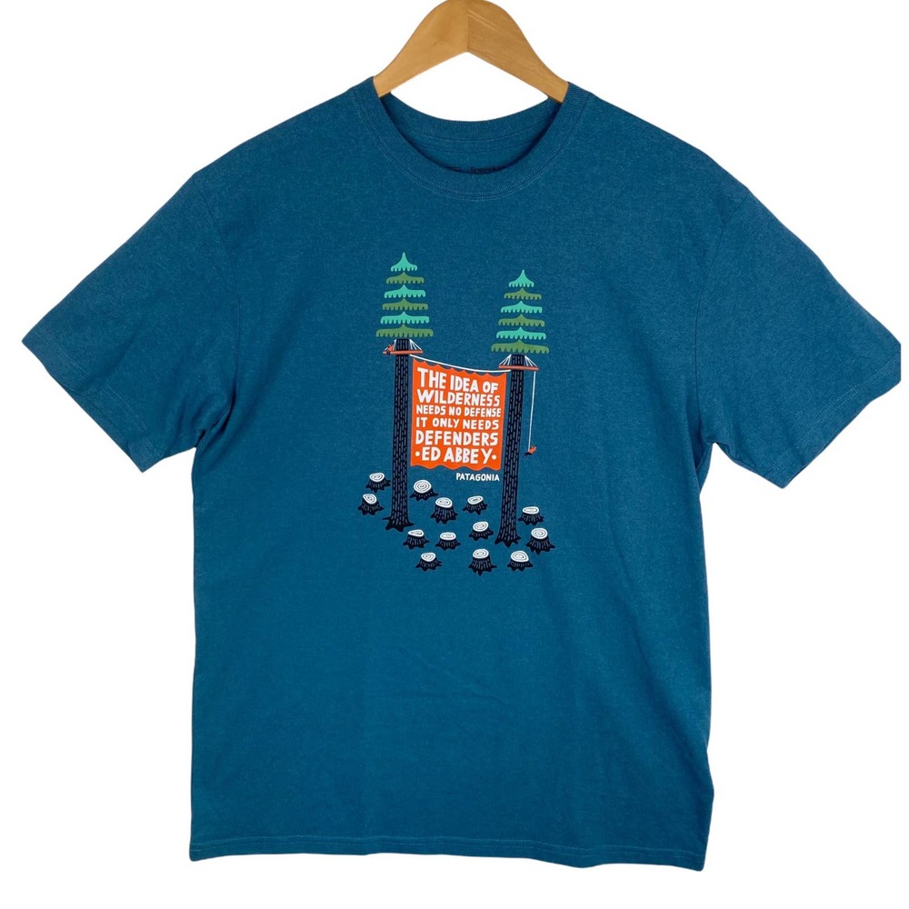 Men's Patagonia Blue Treesitter Recycled Polyester Regular Fit T-shirt- Medium